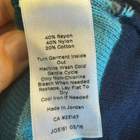 Talbots Blue and Gray Striped Rayon Sweater Sz M Petite - Picture 5 of 5